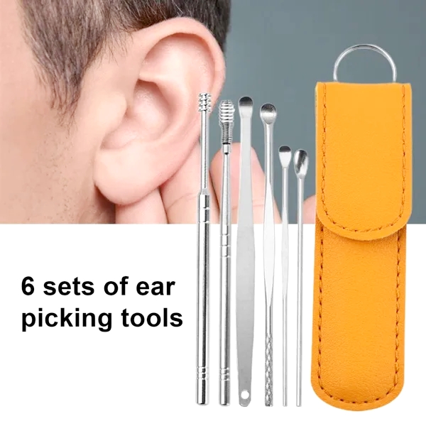 Ear Pick Set Portable Ear Cleaner Set Stainless Steel With Lather Case